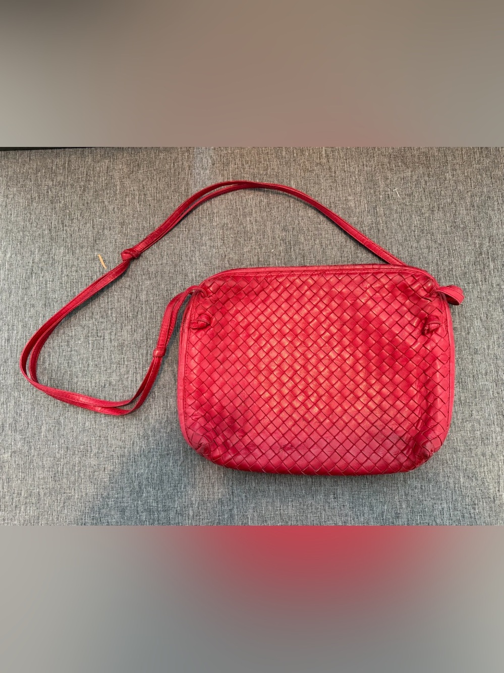 Bottega Veneta Red Intrecciato Woven Leather Crossbody Bag Made in Italy